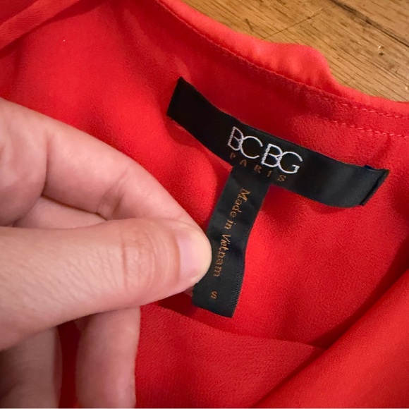 BCBG Paris Hibiscus Red High-Low Sleeveless Summer Party Cocktail Dress - Picture 3 of 4